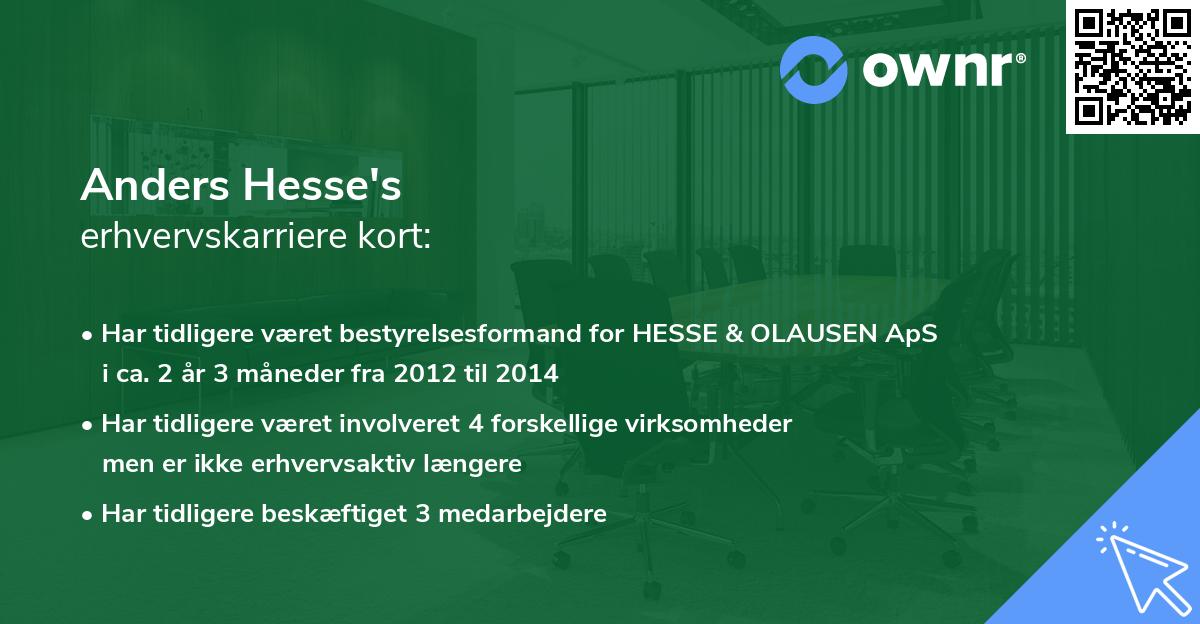 Anders Hesse's erhvervskarriere kort