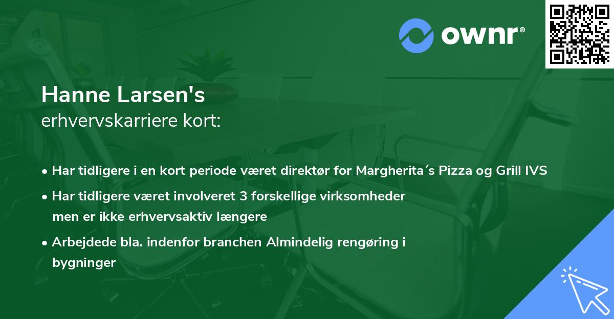 Hanne Larsen's erhvervskarriere kort