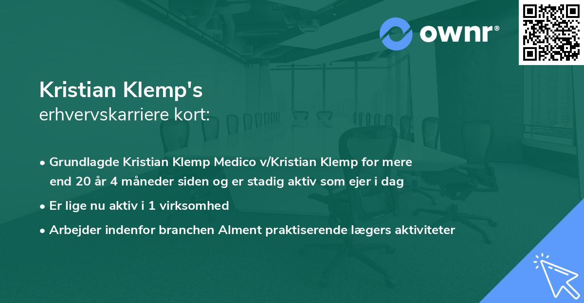 Kristian Klemp's erhvervskarriere kort