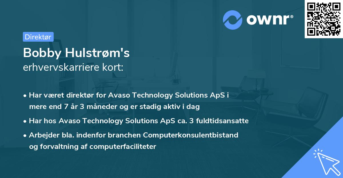Bobby Hulstrøm's erhvervskarriere kort