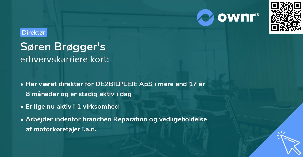 Søren Brøgger's erhvervskarriere kort