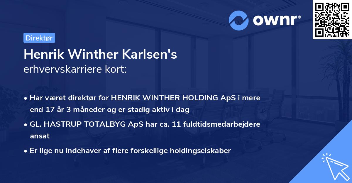 Henrik Winther Karlsen's erhvervskarriere kort