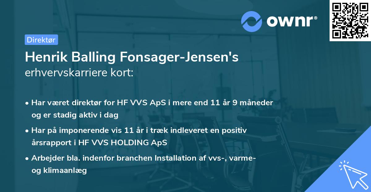 Henrik Balling Fonsager-Jensen's erhvervskarriere kort