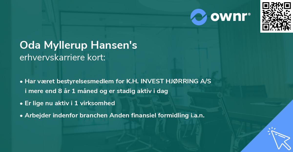 Oda Myllerup Hansen's erhvervskarriere kort