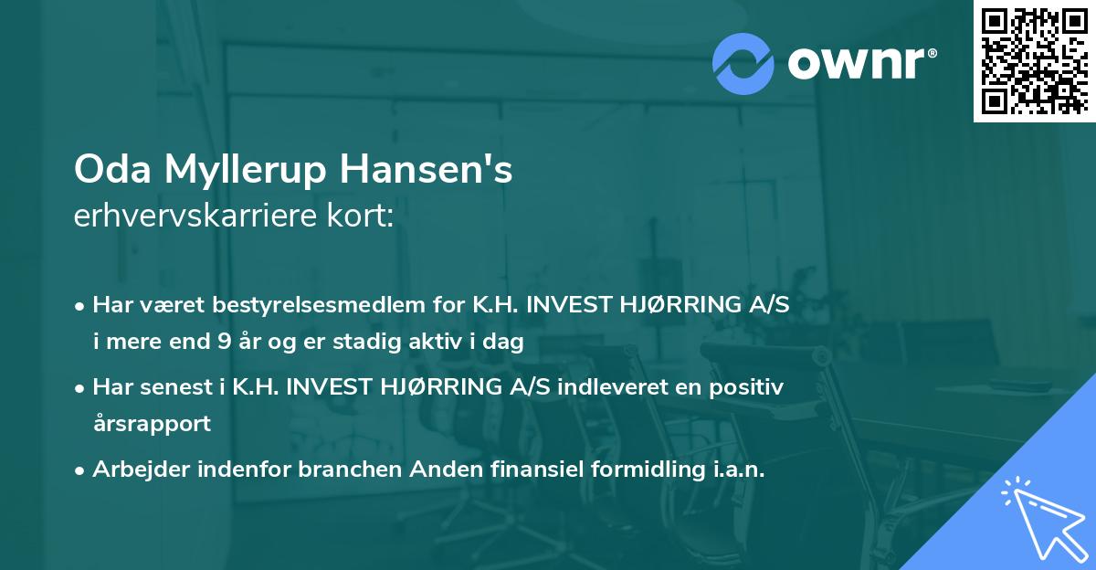 Oda Myllerup Hansen's erhvervskarriere kort