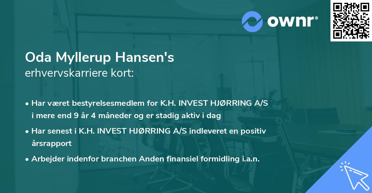 Oda Myllerup Hansen's erhvervskarriere kort