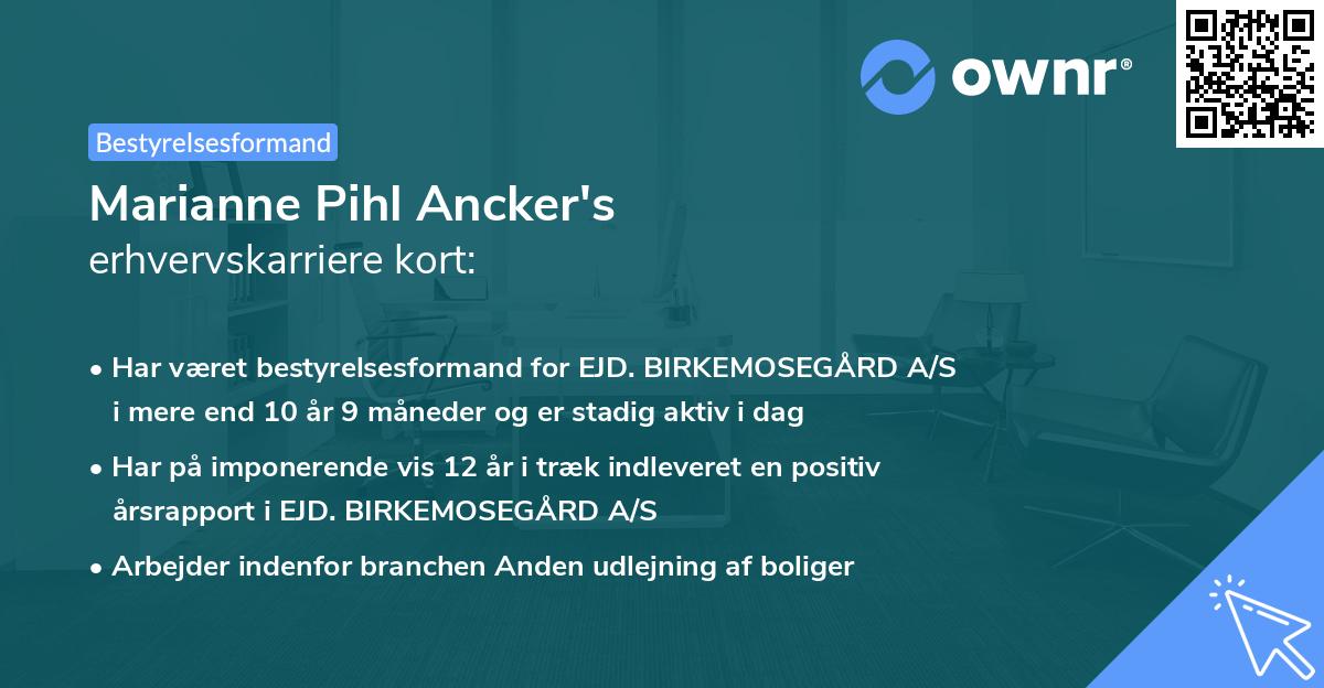 Marianne Pihl Ancker's erhvervskarriere kort
