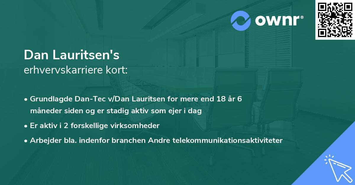 Dan Lauritsen's erhvervskarriere kort