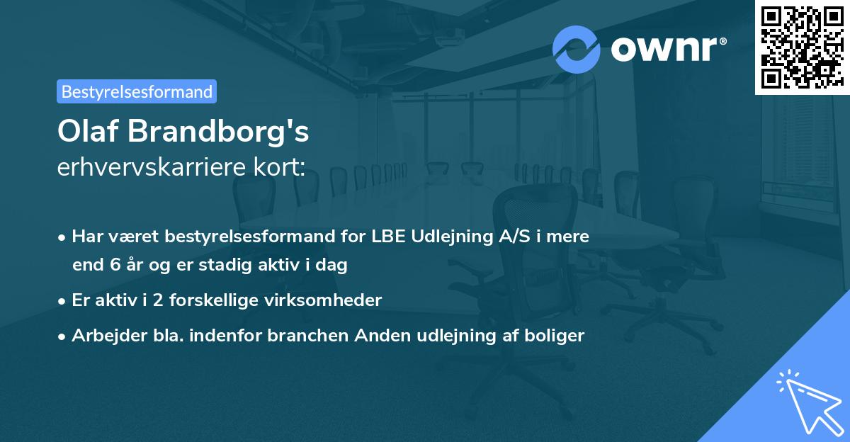 Olaf Brandborg's erhvervskarriere kort