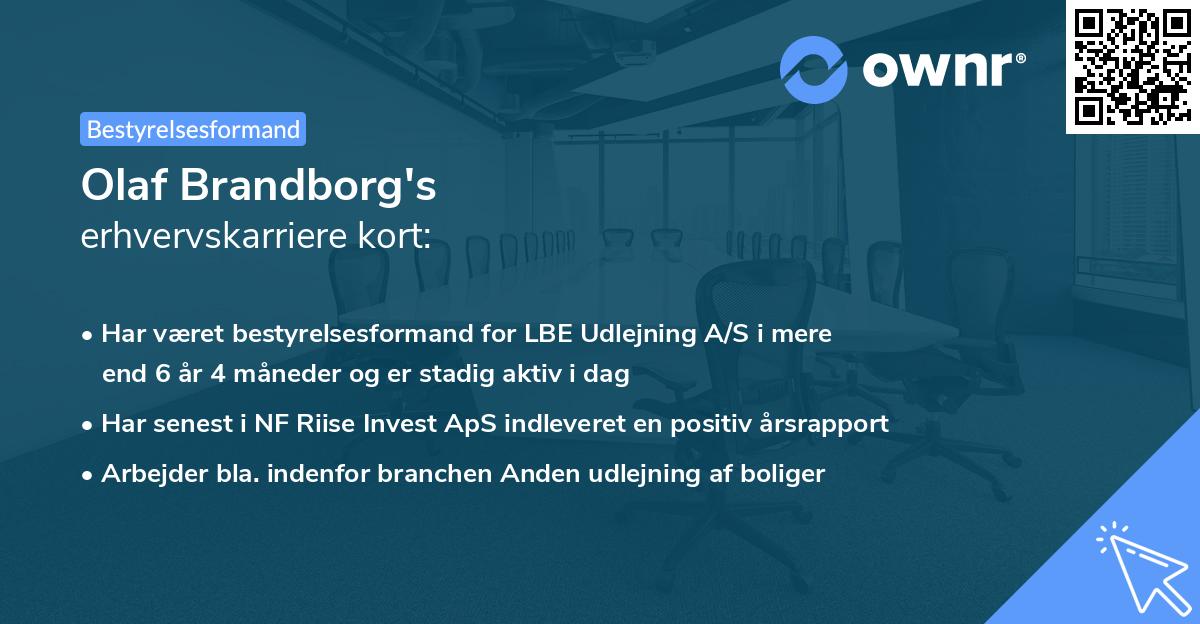 Olaf Brandborg's erhvervskarriere kort