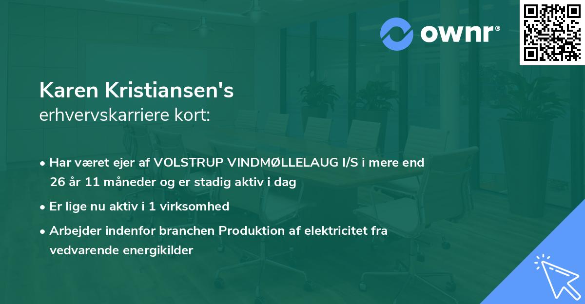 Karen Kristiansen's erhvervskarriere kort