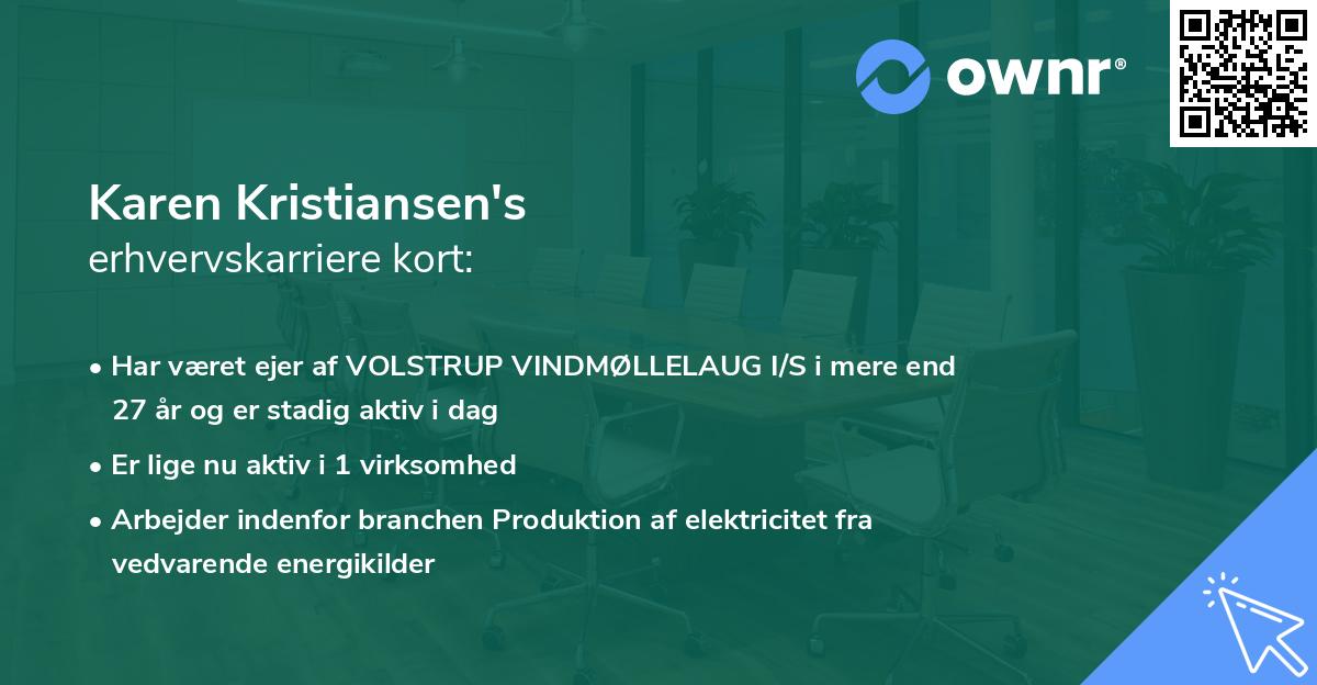 Karen Kristiansen's erhvervskarriere kort