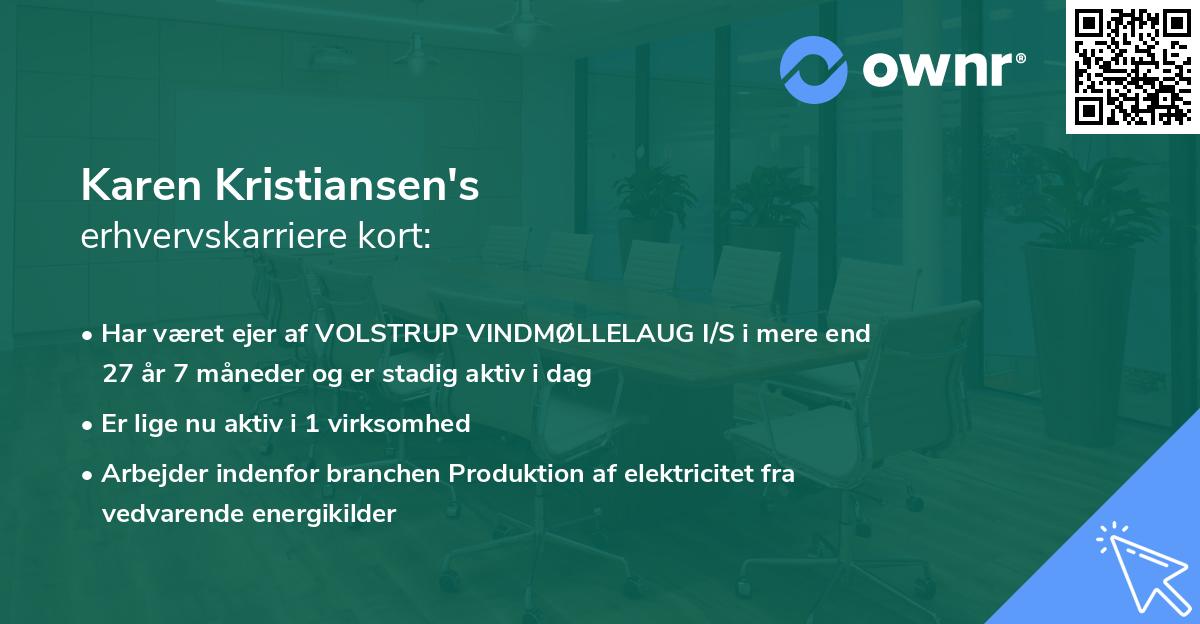 Karen Kristiansen's erhvervskarriere kort