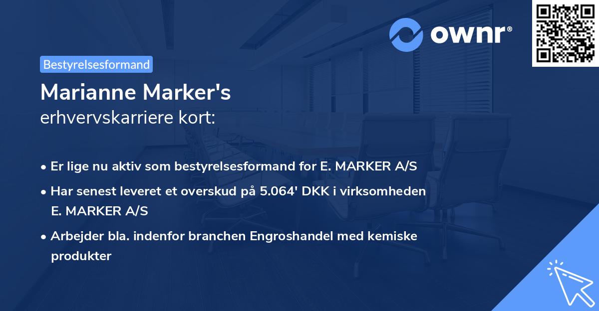 Marianne Marker's erhvervskarriere kort