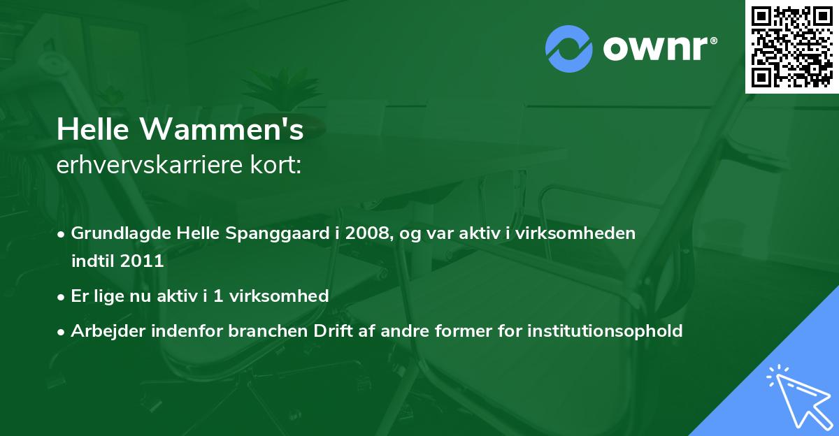 Helle Wammen's erhvervskarriere kort