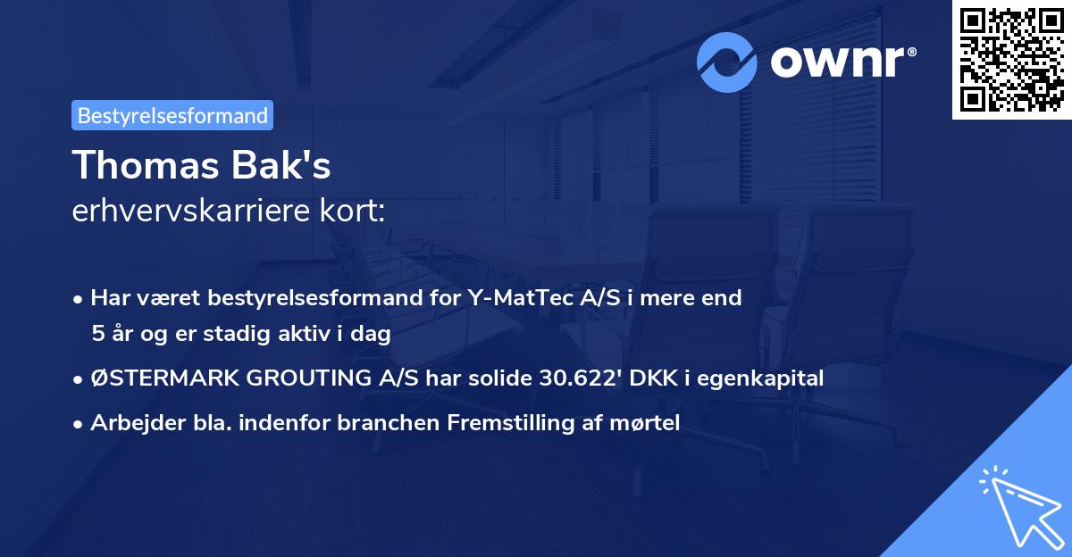 Thomas Bak's erhvervskarriere kort