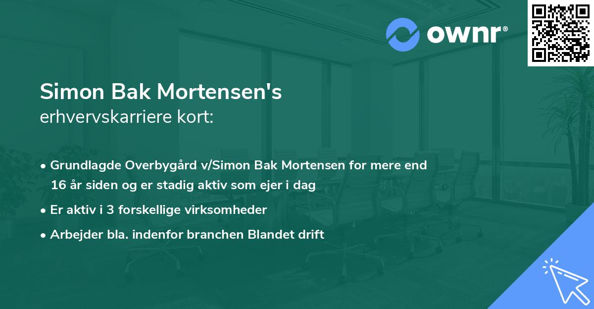 Simon Bak Mortensen's erhvervskarriere kort