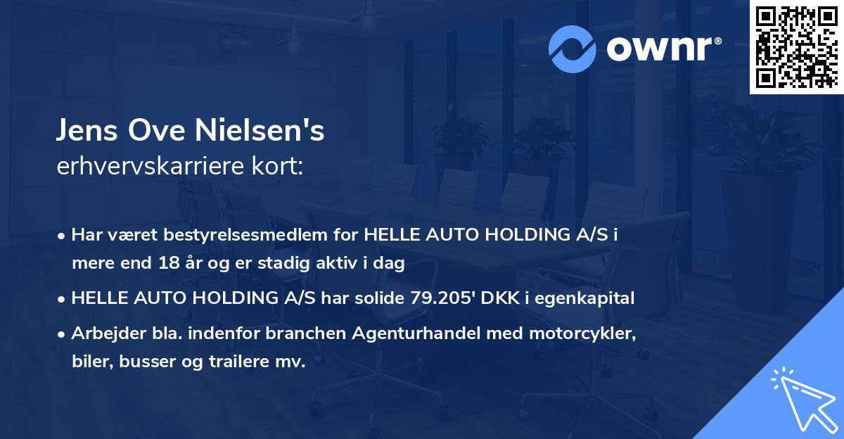 Jens Ove Nielsen's erhvervskarriere kort