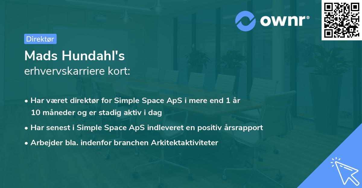 Mads Hundahl's erhvervskarriere kort