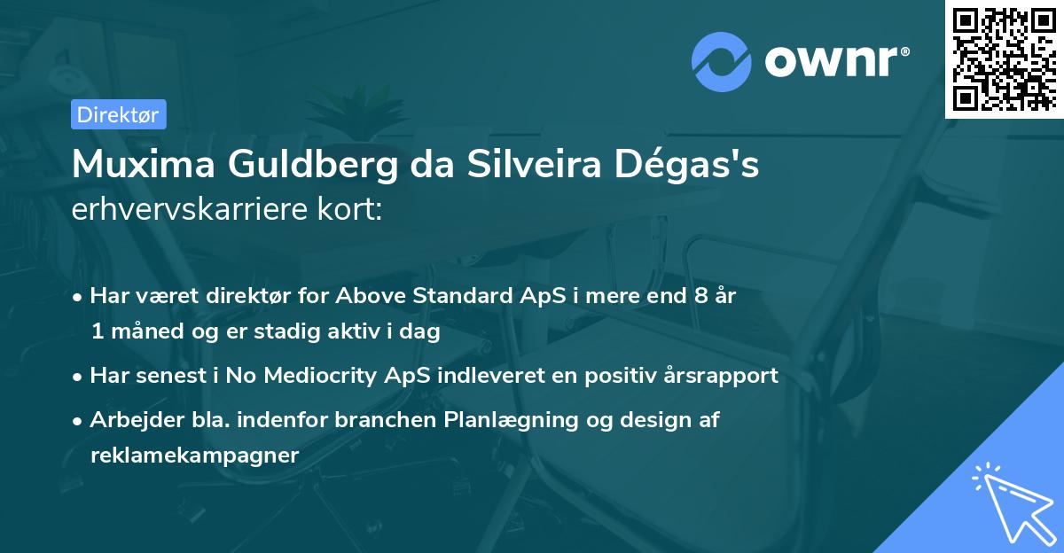 Muxima Guldberg da Silveira Dégas's erhvervskarriere kort