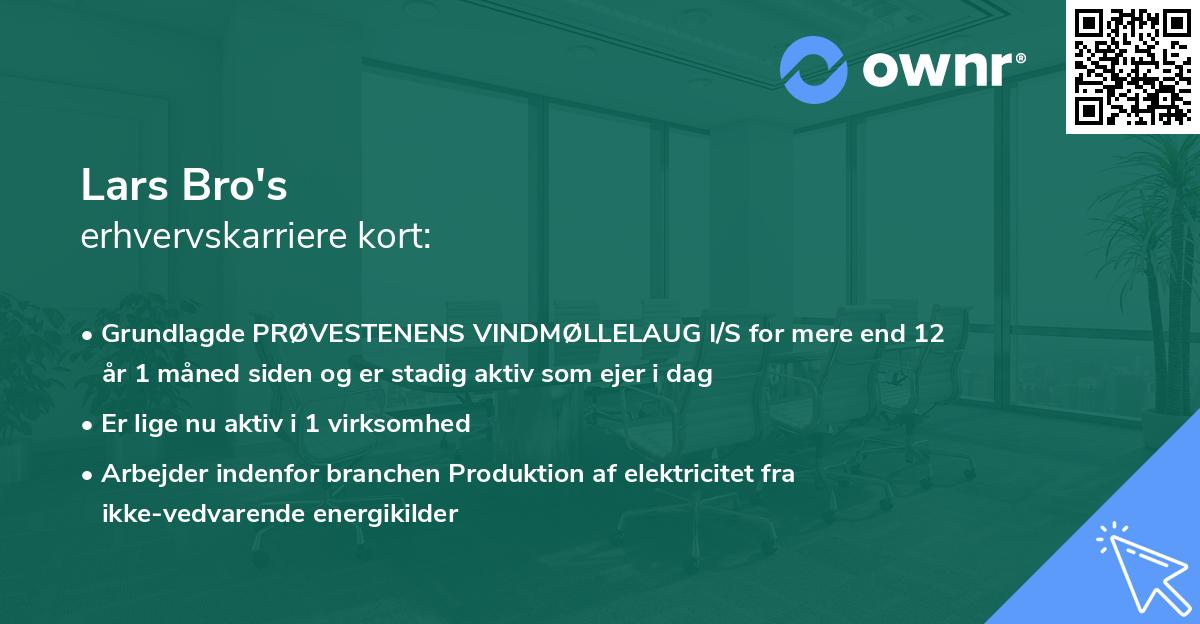 Lars Bro's erhvervskarriere kort