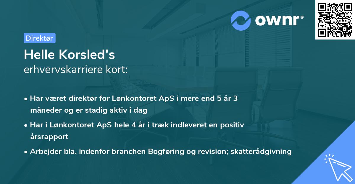 Helle Korsled's erhvervskarriere kort