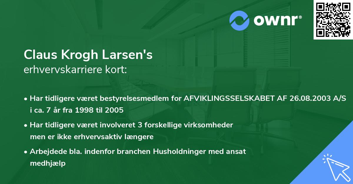 Claus Krogh Larsen's erhvervskarriere kort