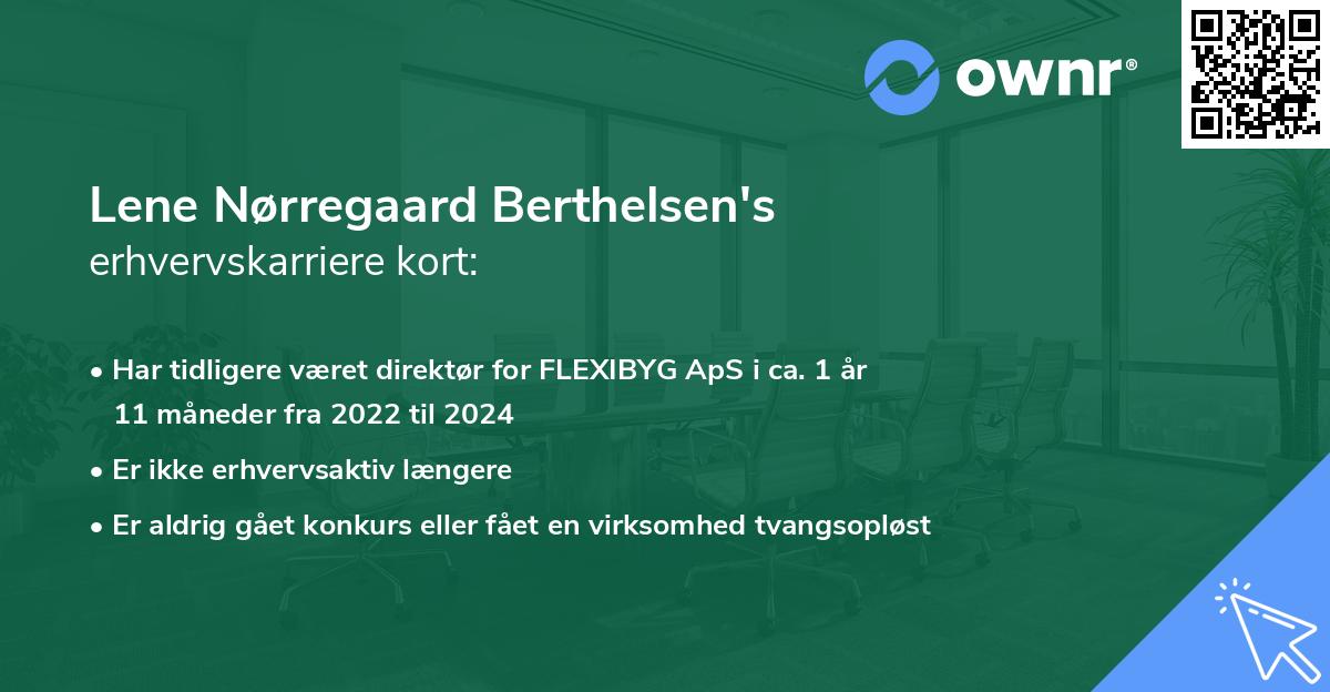 Lene Nørregaard Berthelsen's erhvervskarriere kort