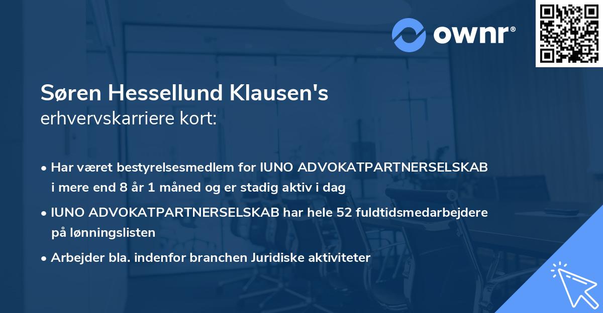 Søren Hessellund Klausen's erhvervskarriere kort