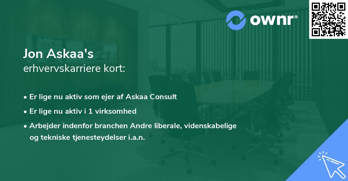 Jon Askaa's erhvervskarriere kort