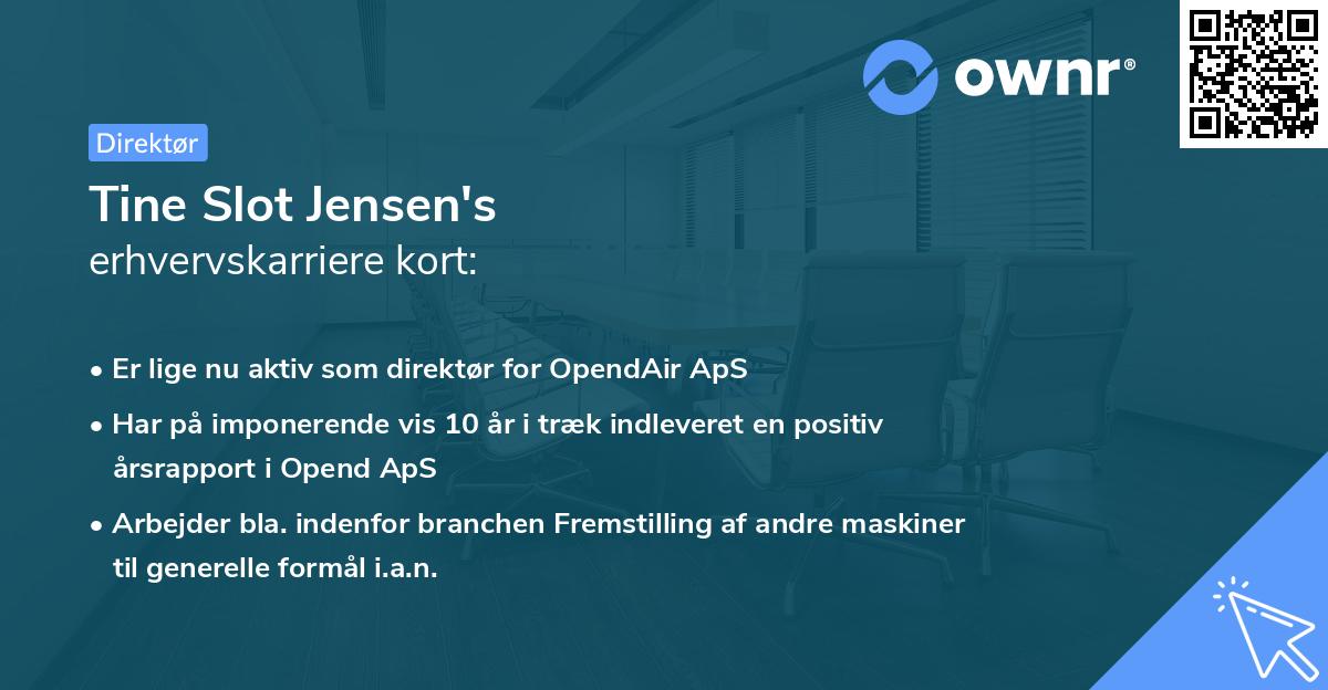 Tine Slot Jensen's erhvervskarriere kort