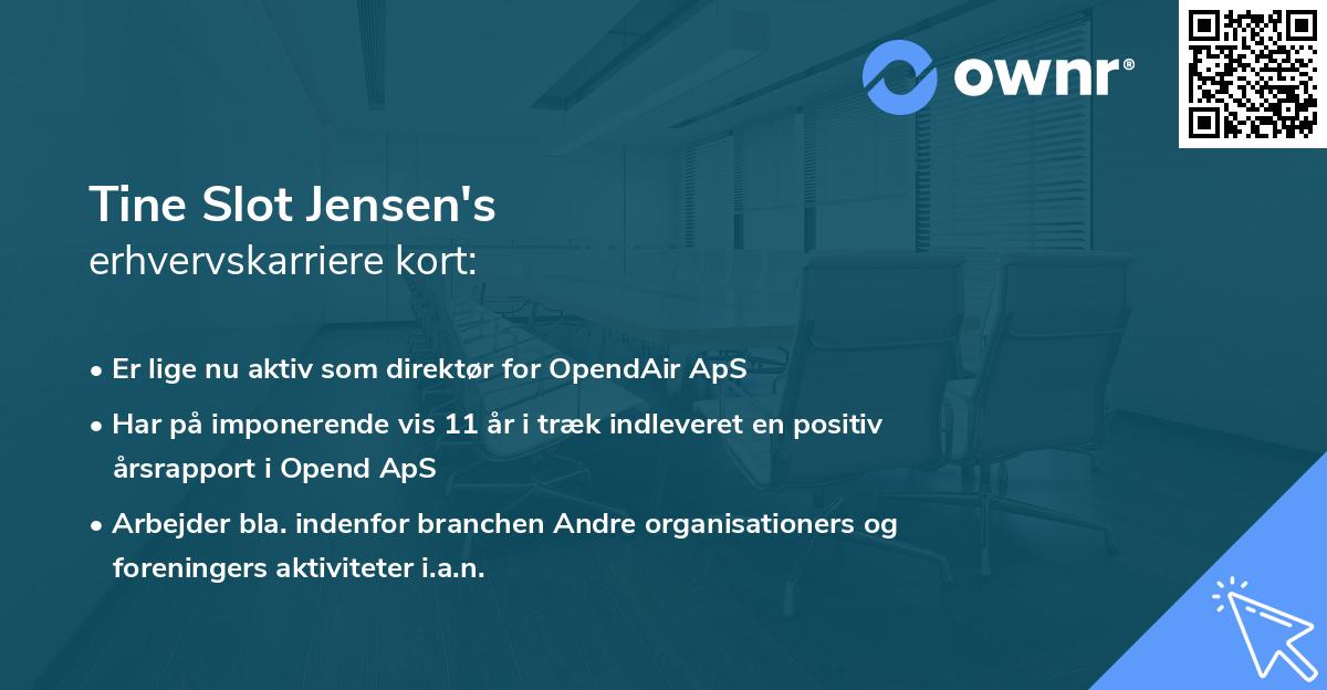 Tine Slot Jensen's erhvervskarriere kort