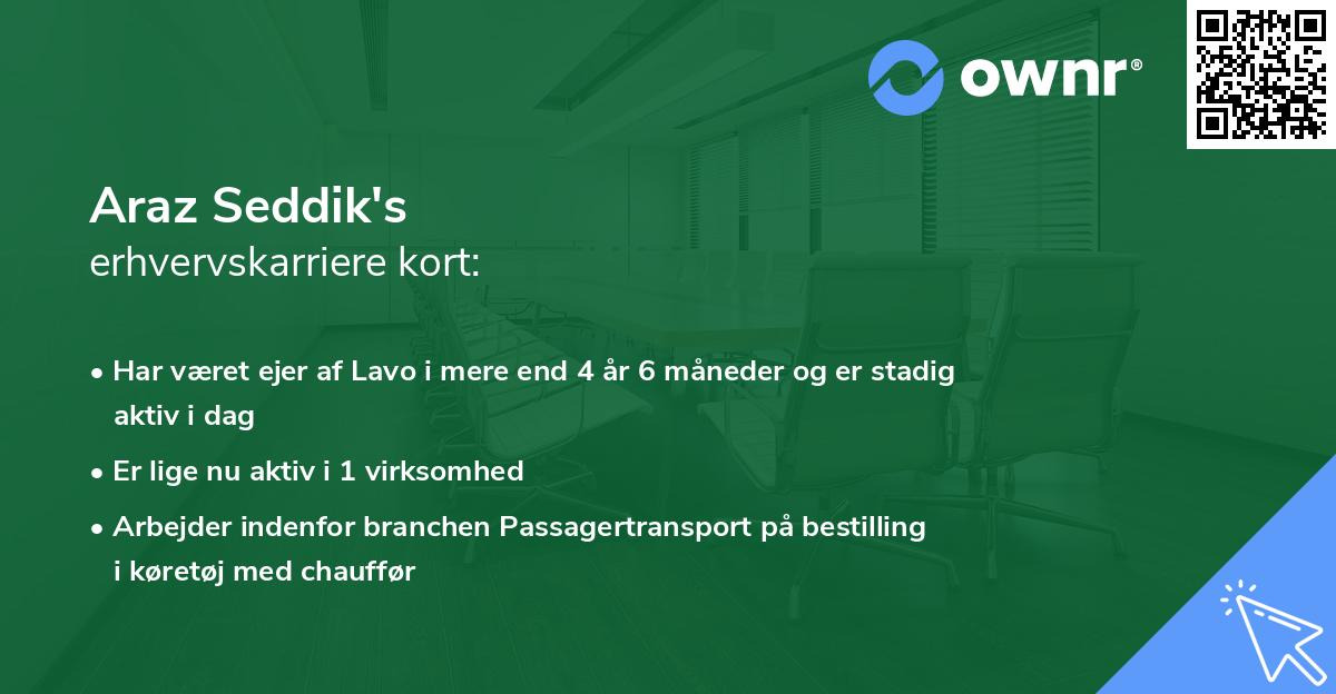 Araz Seddik's erhvervskarriere kort