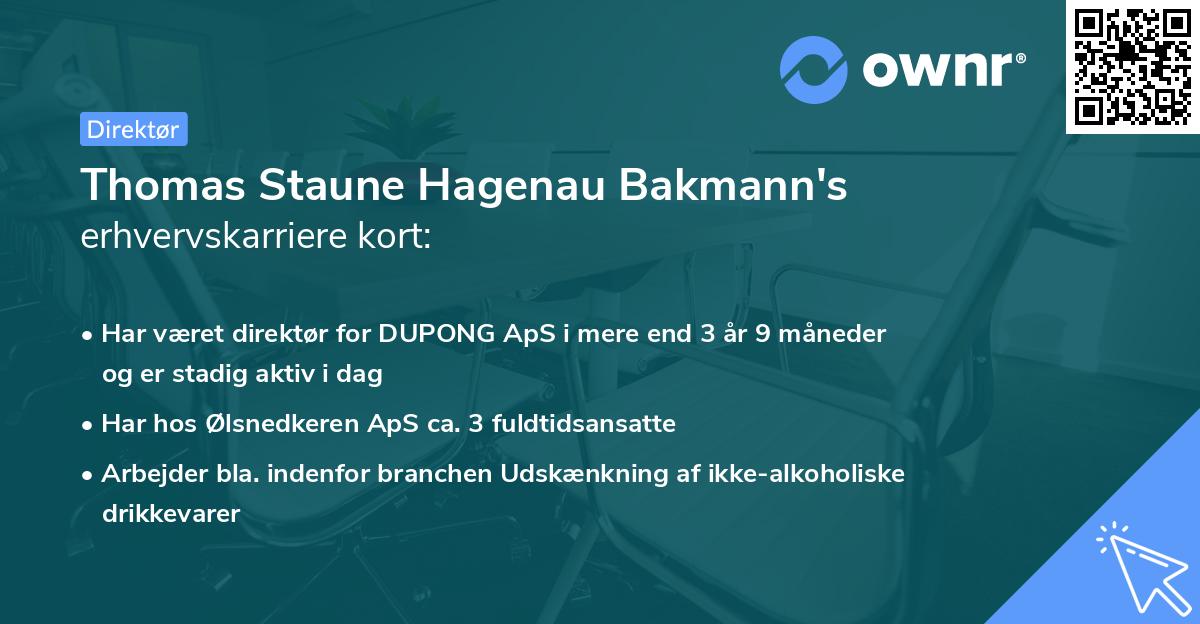Thomas Staune Hagenau Bakmann's erhvervskarriere kort