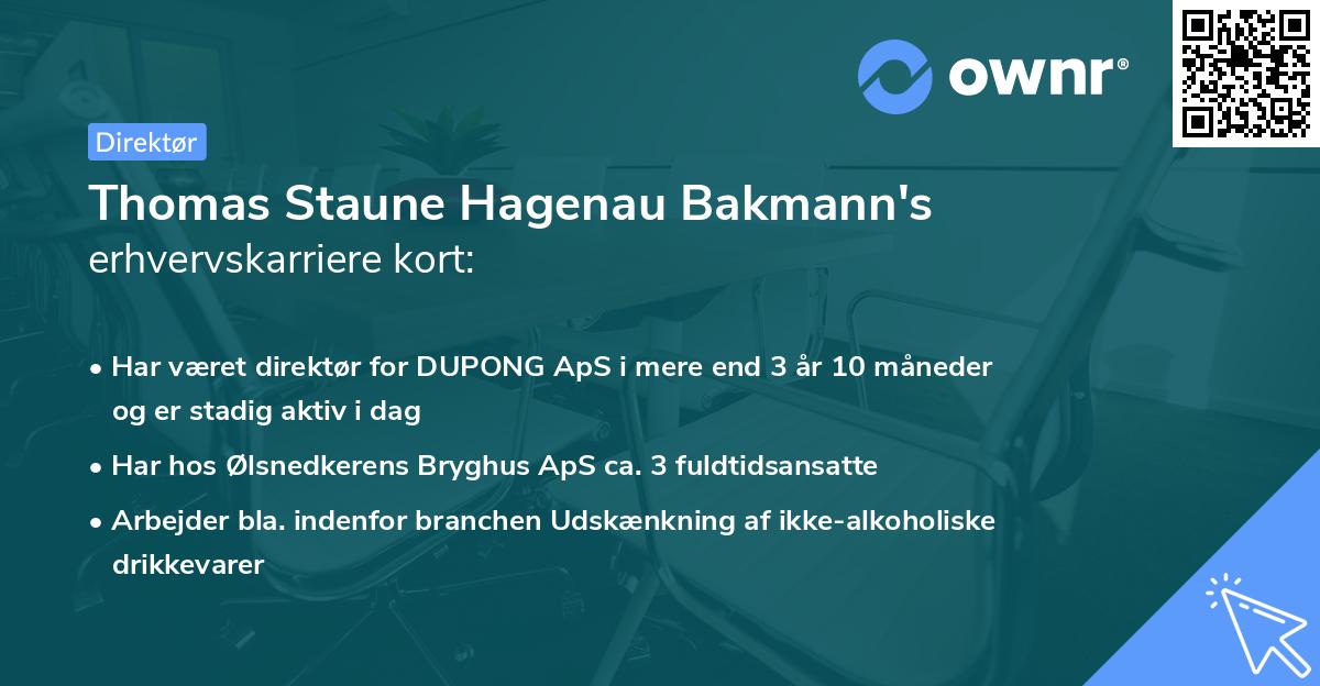 Thomas Staune Hagenau Bakmann's erhvervskarriere kort