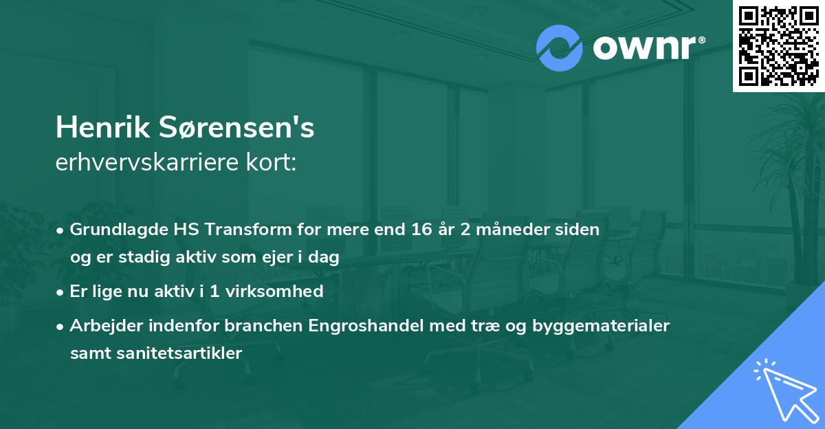 Henrik Sørensen's erhvervskarriere kort