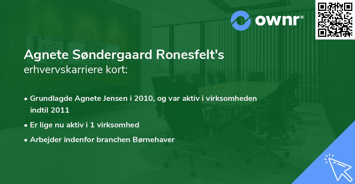 Agnete Søndergaard Ronesfelt's erhvervskarriere kort
