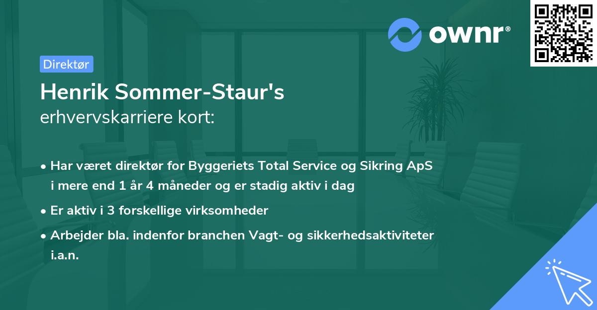 Henrik Sommer-Staur's erhvervskarriere kort