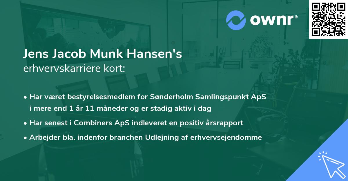 Jens Jacob Munk Hansen's erhvervskarriere kort