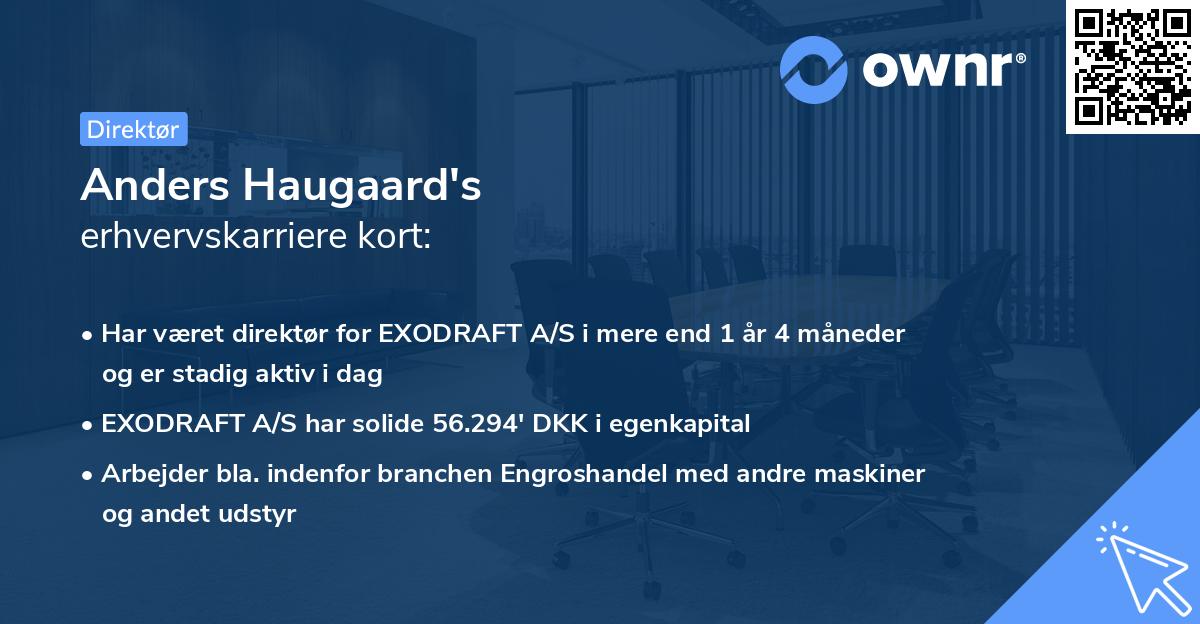 Anders Haugaard's erhvervskarriere kort