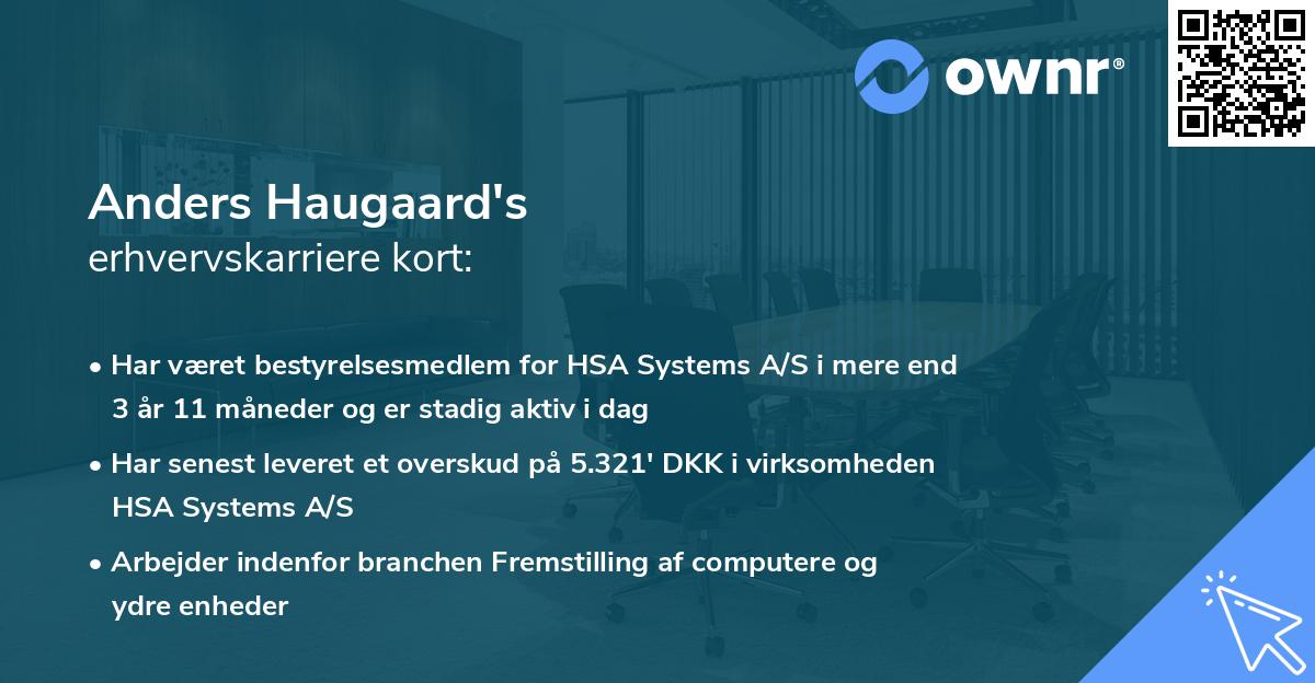 Anders Haugaard's erhvervskarriere kort