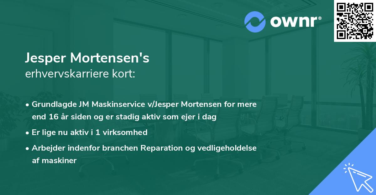 Jesper Mortensen's erhvervskarriere kort