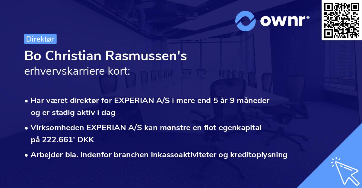 Bo Christian Rasmussen's erhvervskarriere kort