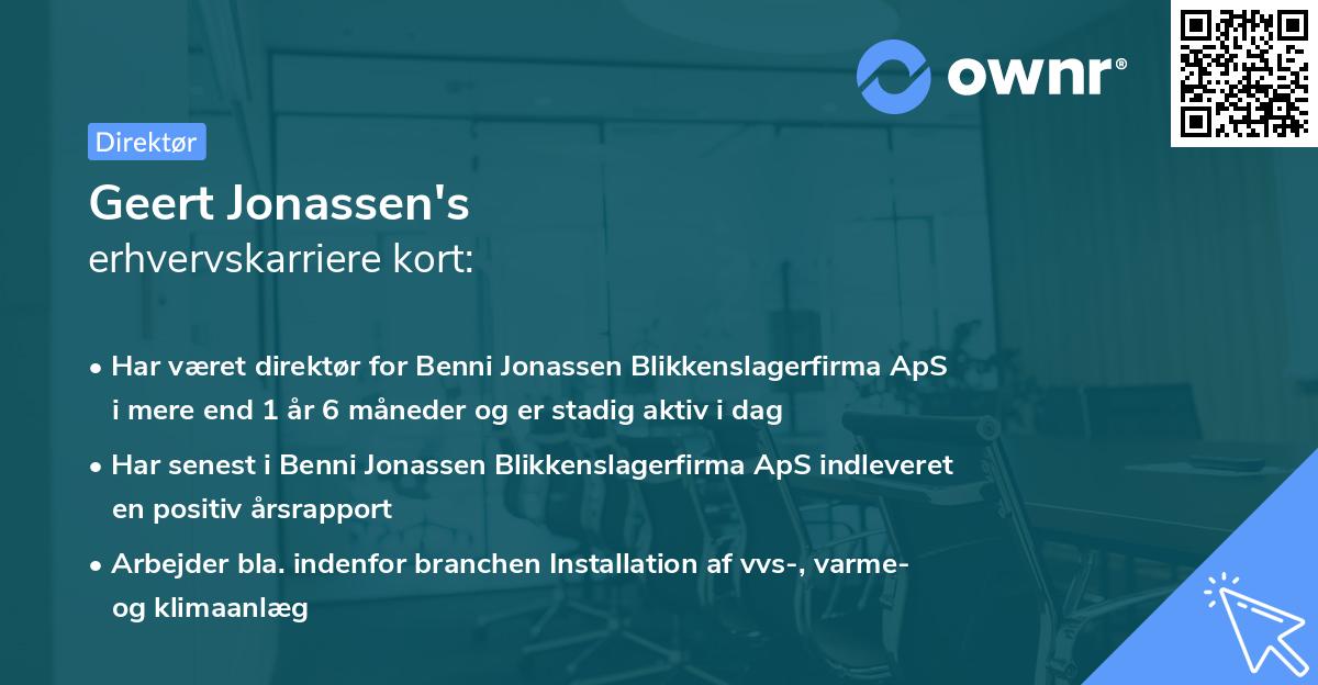 Geert Jonassen's erhvervskarriere kort