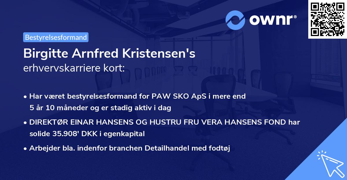 Birgitte Arnfred Kristensen's erhvervskarriere kort
