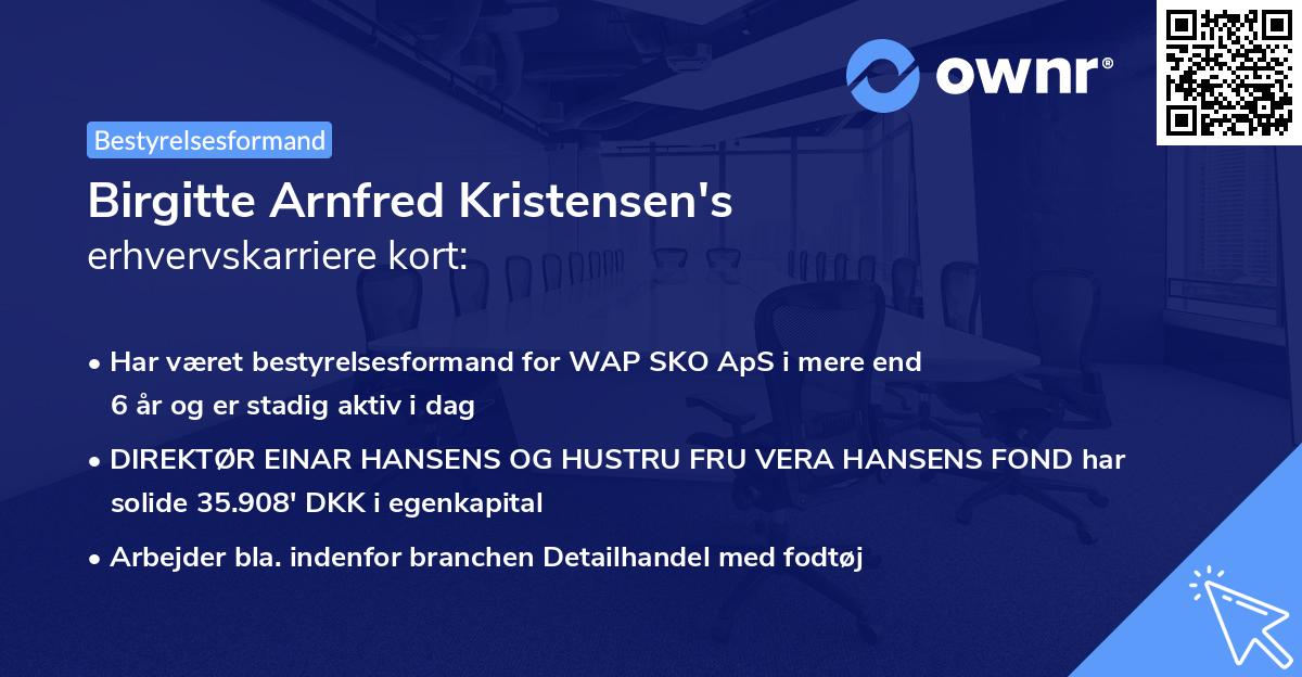 Birgitte Arnfred Kristensen's erhvervskarriere kort