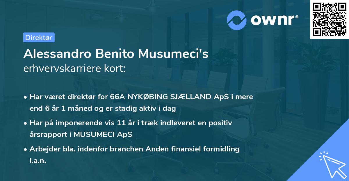 Alessandro Benito Musumeci's erhvervskarriere kort