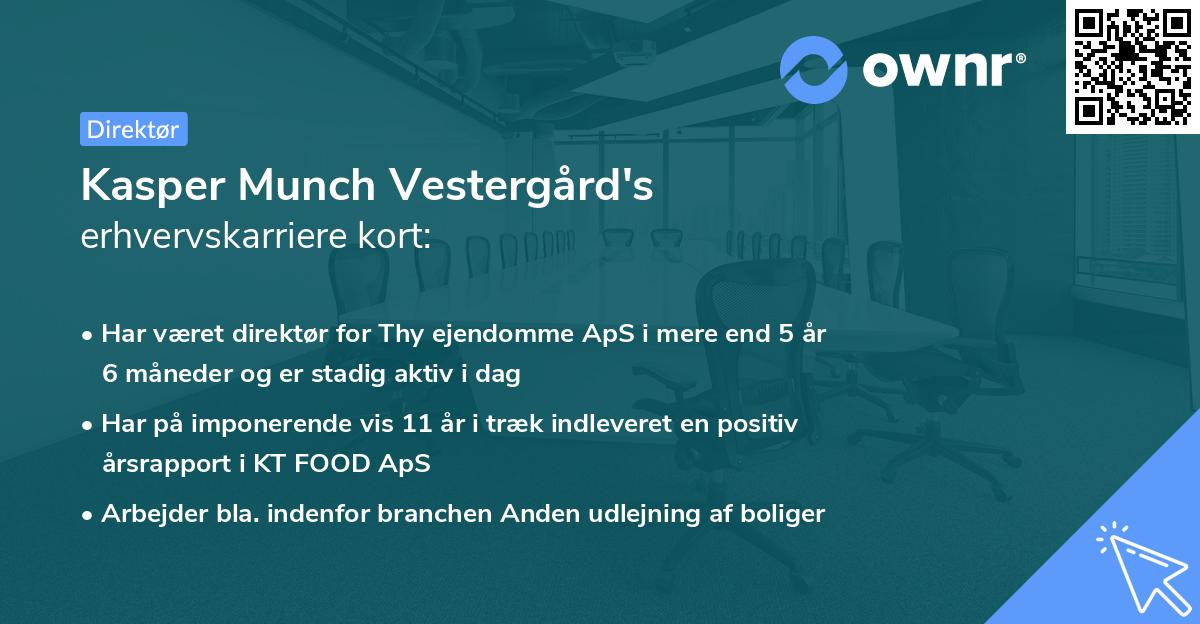 Kasper Munch Vestergård's erhvervskarriere kort