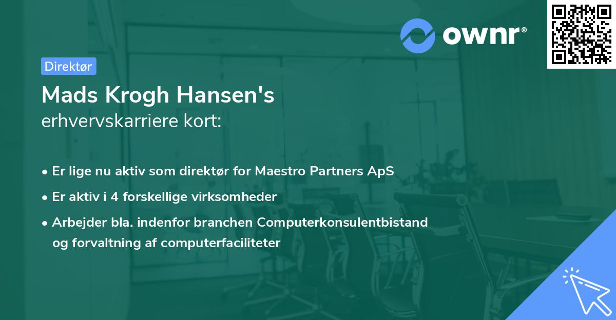 Mads Krogh Hansen's erhvervskarriere kort