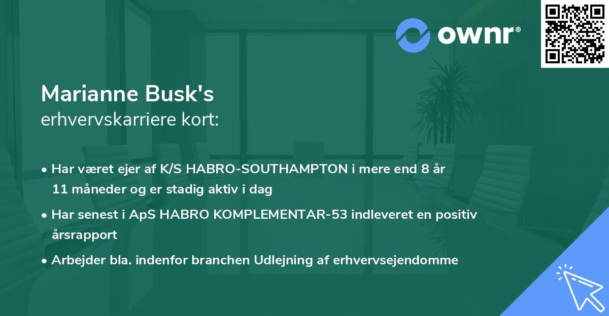 Marianne Busk's erhvervskarriere kort